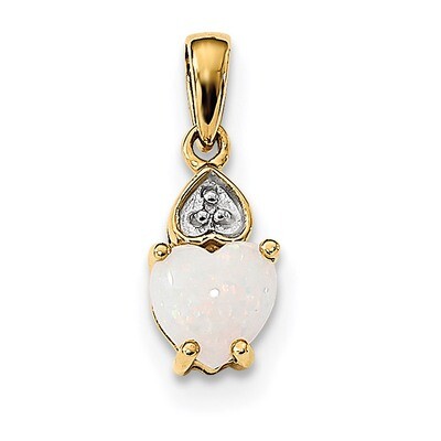 Diamond &amp; Opal Polished Heart Pendant 14k Gold XP5172OP, MPN: XP5172OP, 883957313184