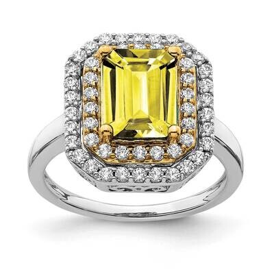 Created Yellow Sapphire Ring 14k Two-tone Gold Lab Grown Diamond RM7504-CYS-062-WYLG, MPN: RM7504-C…