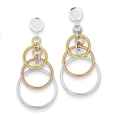 Flash Gold Plated Circle Dangle Post Earrings Sterling Silver Polished QE8876, MPN: QE8876, 8839575…