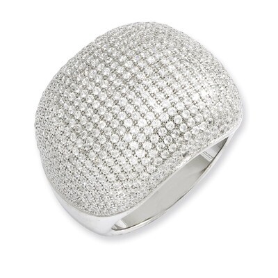CZ Brilliant Embers Polished Domed Ring Sterling Silver QMP311-6