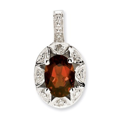 January Garnet Pendant Sterling Silver Diamond QBPD10JAN, MPN: QBPD10JAN, 883957353609