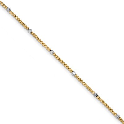Leslie&#39;s Diamond-cut Beaded Bracelet 7.5 Inch 14k Two-tone Gold Polished HB-LF1079-7.5, MPN: LF1079…