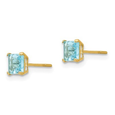 Blue Topaz 4mm Square Post Earrings - 14k Gold SE2282 by Madi K, MPN: SE2282, 886774997872