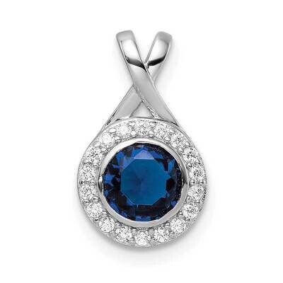 CZ Diamond and Glass Stone Pendant Sterling Silver Rhodium-Plated QP5610, MPN: QP5610,