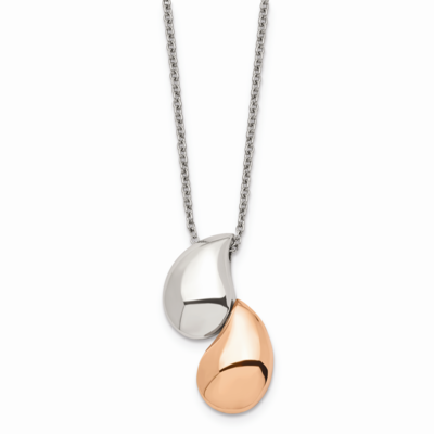 Pink IP-plated &amp; Polished Teardrop Necklace Stainless Steel SRN832-18 by Chisel, MPN: SRN832-18, 88…