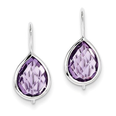 Amethyst Teardrop Dangle Earrings Sterling Silver Rhodium-plated QE10332AM, MPN: QE10332AM, 8839575…