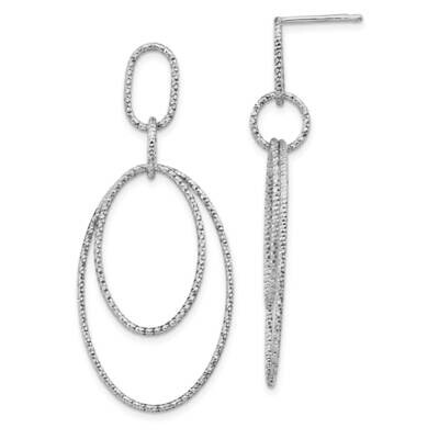 Leslie&#39;s Oval Post Dangle Earrings Sterling Silver Rhodium-plated Diamond-cut HB-QLE1300, MPN: QLE1…