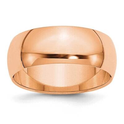 8mm Half-Round Wedding Band 14k Rose Gold RHR080-10, MPN: RHR080, 883957920498
