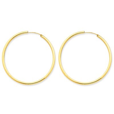 Round Endless 2mm Hoop Earrings 14k Gold Polished H984, MPN: H984, 883957900780