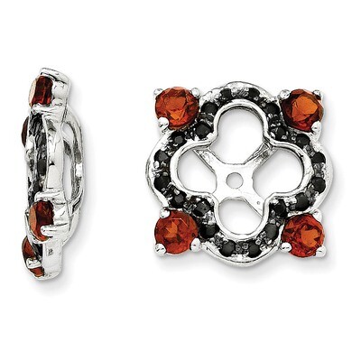 Garnet &amp; Black Sapphire Earring Jacket Sterling Silver Rhodium QJ137JAN, MPN: QJ137JAN, 191101387562