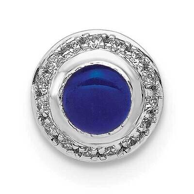 Cabochon .47 Sapphire Chain Slide 14k White Gold Diamond PM4030-SA-008-WA, MPN: PM4030-SA-008-WA,