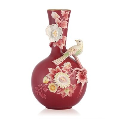 Franz Porcelain Flowers and Bird With Baroque Totem Vase FZ03313, MPN: FZ03313,