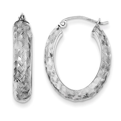 Oval Hoop Earrings Sterling Silver Rhodium-plated QE8261, MPN: QE8261, 883957529776