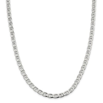 22 Inch 6.5mm Flat Anchor Chain Sterling Silver QFAN180-22, MPN: QFAN180-22, 883957832821