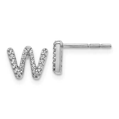 Initial W Earrings 14k White Gold Diamond EM4169W-015-WA, MPN: EM4169W-015-WA, 883957205779