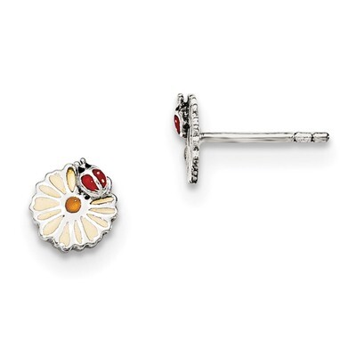 Enamel Flower Kid&#39;S Post Earrings Sterling Silver QE11329, MPN: QE11329, 191101469879