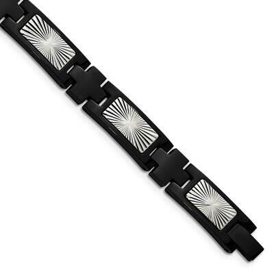 Textured Black Ip-Plated 8.5 Inch Link Bracelet Stainless Steel Polished SRB2987-8.5, MPN: SRB2987-…