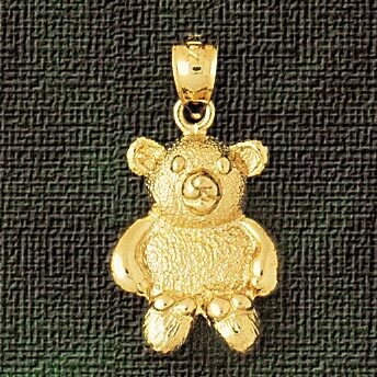 Dazzlers Jewelry Teddy Bear Pendant Necklace Charm Bracelet in Yellow, White or Rose Gold 2454, MPN…
