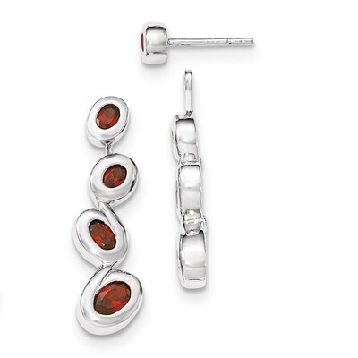Red CZ Dangle Post Earrings Sterling Silver QE12475