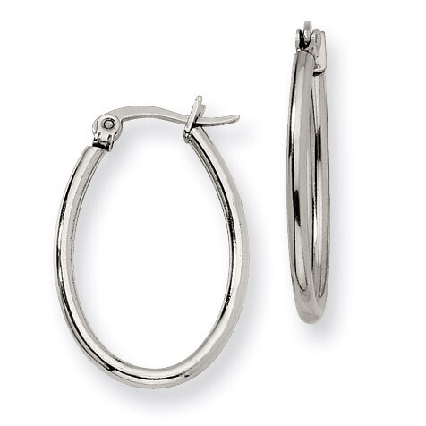 18mm Diameter Oval Hoop Earrings - Stainless Steel SRE129 by Chisel, MPN: SRE129, 883957718415