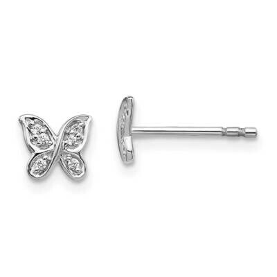 Butterfly Post Earrings 14k White Gold Diamond EM5503-005-WA, MPN: EM5503-005-WA, 883957273341