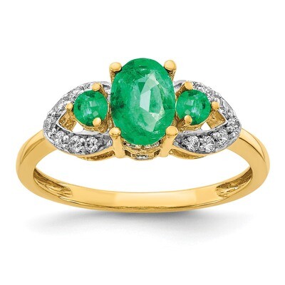 Emerald &amp; Diamond Ring 14k Gold RM5776-EM-020-YA