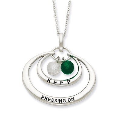 Antiqued CZ Keep Pressing On 18 Inch Necklace Sterling Silver QSX326