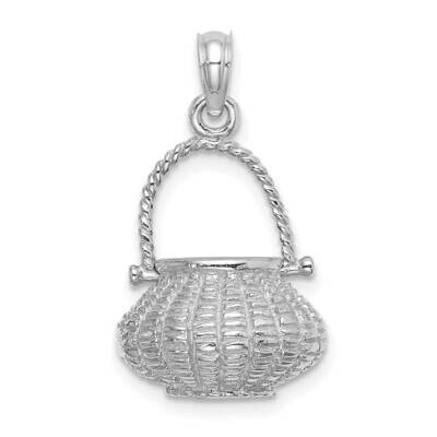 Moveable Handle Flower Basket Charm 14k White Gold 3-D K7993W, MPN: K7993W, 637218143306