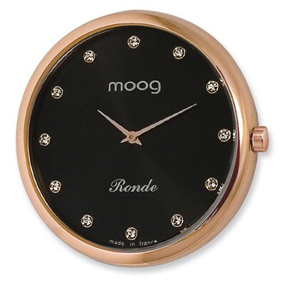 Moog Stainless Steel Black Dial All Crystal Markers Watch Only - Rose-plated, MPN: XWA3661W,