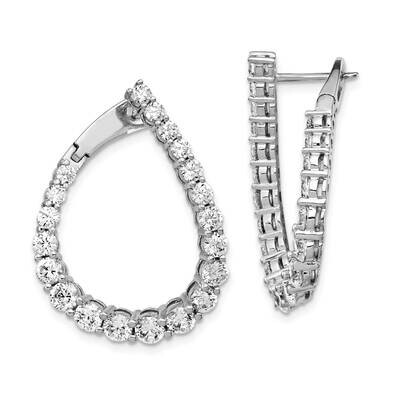 Cz Teardrop Front Back Hoop Earrings Sterling Silver QE15454, MPN: QE15454, 191101395529