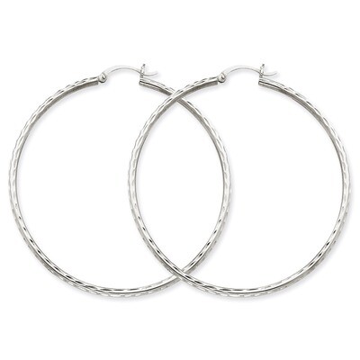 Diamond-cut 2mm Round Tube Hoop Earrings 14k White Gold TC228, MPN: TC228, 883957289052