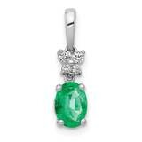 Oval Emerald Pendant 14k White Gold Diamond PM5286-EM-008-WA, MPN: PM5286-EM-008-WA, 883957383385