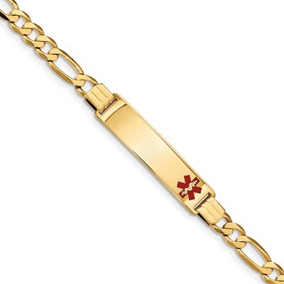 7 Inch Medical Red Enamel Flat Figaro Link ID Bracelet 14k Gold XM580FR-7, MPN: XM580FR-7, 19110143…