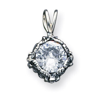 Antiqued CZ Pendant Sterling Silver QP326