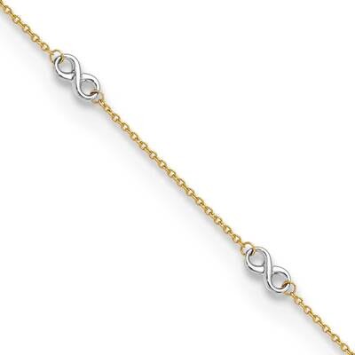Infinity 9 Inch Plus 1 Inch Ext. Anklet 14k Two-tone Gold Polished ANK316-9, MPN: ANK316-9, 8839571…