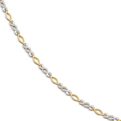 Leslie&#39;s Diamond-cut Bracelet 7.5 Inch 10k Gold Two-tone Polished HB-10LF546-7.5, MPN: 10LF546-7.5,…