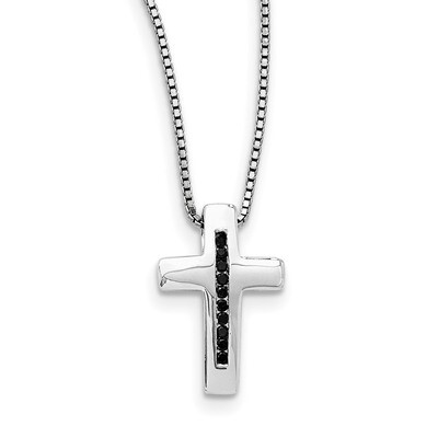 .01Ct. Black Diamond Cronecklace Sterling Silver QW282-18, MPN: QW282-18, 883957504155
