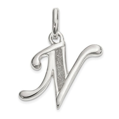 Glitter Enamel Letter N Pendant Sterling Silver Polished QC9181N, MPN: QC9181N, 883957822631
