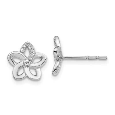 Flower Earrings 14k White Gold Diamond EM3977-007-WA, MPN: EM3977-007-WA, 883957375243