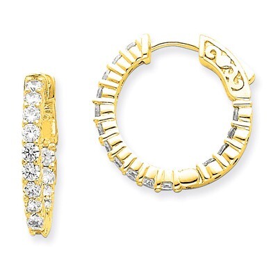 Diamond Round Hoop with Safety Clasp Earrings 14k Gold XE1993AA, MPN: XE1993AA, 191101380952