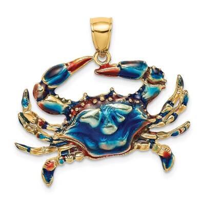 Blue Enamel Crab Charm 14k Gold 2-D K7087, MPN: K7087, 637218182688