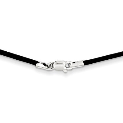1.5mm Black Leather Cord Necklace 20 Inch 14k White Gold XG251-20, MPN: XG251-20, 191101537011