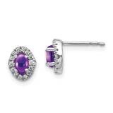 Cabochon Amethyst Earrings 14k White Gold Diamond EM4035-AM-016-WA, MPN: EM4035-AM-016-WA, 19110183…