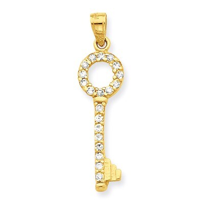 Key Pendant 10k Gold Synthetic Diamond 10C906, MPN: 10C906, 886774021898