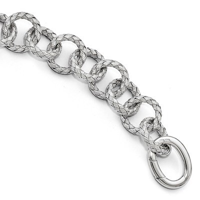 Leslie&#39;s Textured Bracelet - Hidden Clasp 8 Inch Sterling Silver Polished HB-QLF612-8, MPN: QLF612-…