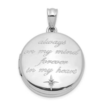 20mm Diamond Polished Always On My Mind Round Locket Sterling Silver QLS961, MPN: QLS961, 886774043…
