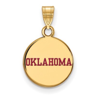 University of Oklahoma Small Enamel Disc Pendant Gold-plated Sterling Silver GP052UOK, MPN: GP052UO…