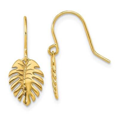 Palm Leaf Dangle Earrings 14k Gold Polished SF2923E, MPN: SF2923E, 883957982144