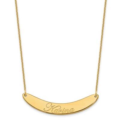 Polished Curved Edwardian Script Bar Necklace 14k Gold Medium XNA1223Y, MPN: XNA1223Y,