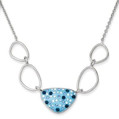 16 Inch Blue Preciosa Crystal Triangle Necklace Sterling Silver QG3452-16, MPN: QG3452-16,